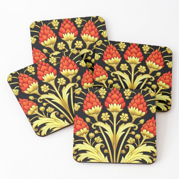 Artikelvorschau, Jugendstil, elegant, rote und goldene Farbtöne, floral entworfen und verkauft von DEC02.