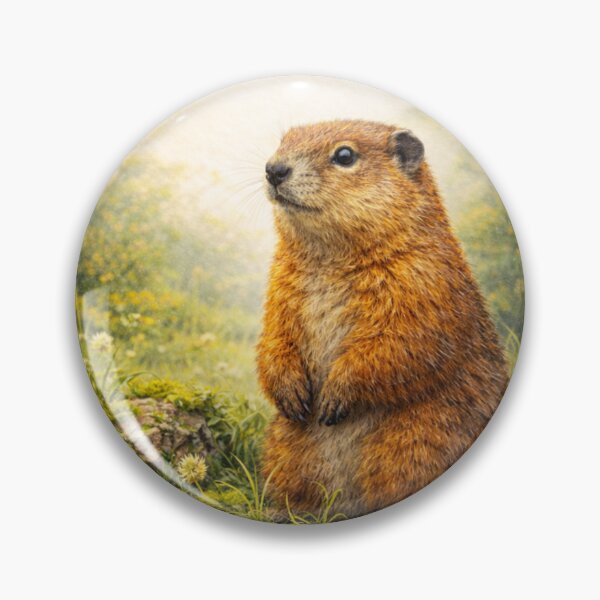 Item preview, Woodland Groundhog – Forest Meadow Guardian | Painterly Wildlife Portrait designed and sold by TheJoyfulPen.