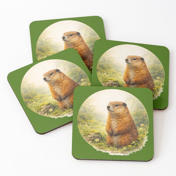 Item preview, Woodland Groundhog – Forest Meadow Guardian | Painterly Wildlife Portrait designed and sold by TheJoyfulPen.