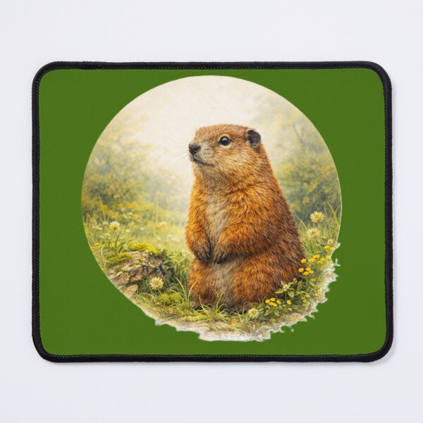 Item preview, Woodland Groundhog – Forest Meadow Guardian | Painterly Wildlife Portrait designed and sold by TheJoyfulPen.