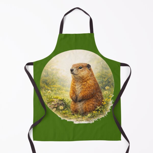 Item preview, Woodland Groundhog – Forest Meadow Guardian | Painterly Wildlife Portrait designed and sold by TheJoyfulPen.