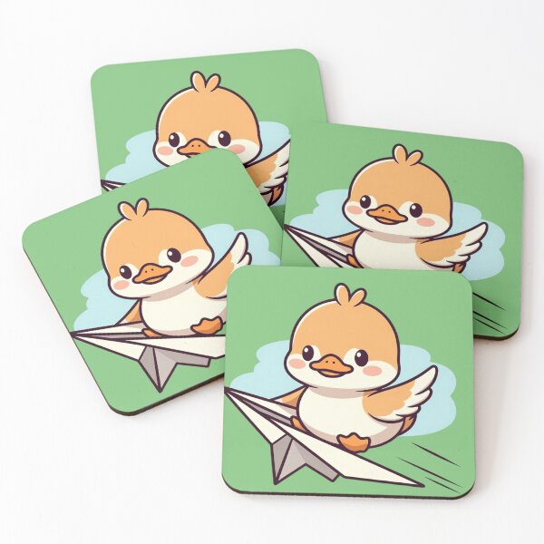 Item preview, Cute Kawaii Duck on Paper Airplane - Adorable Baby Duckling Flying Origami Plane Cartoon Design designed and sold by CandyKissDgtl.