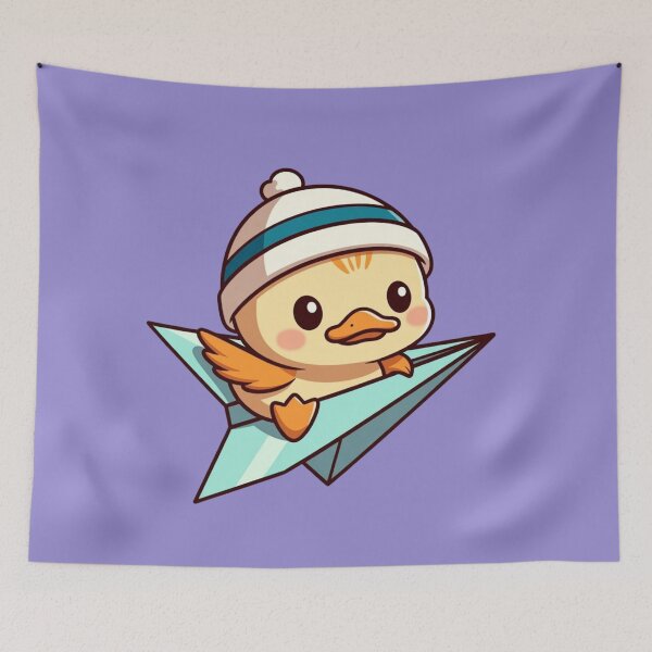 Item preview, Cute Kawaii Duck on Paper Airplane - Adorable Baby Duckling Flying Origami Plane Cartoon Design designed and sold by CandyKissDgtl.