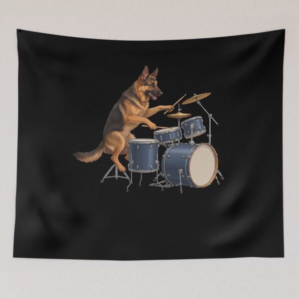 Item preview, German Shepherd Playing Drum Kit Drummer Dog Lover designed and sold by TerryConnells.