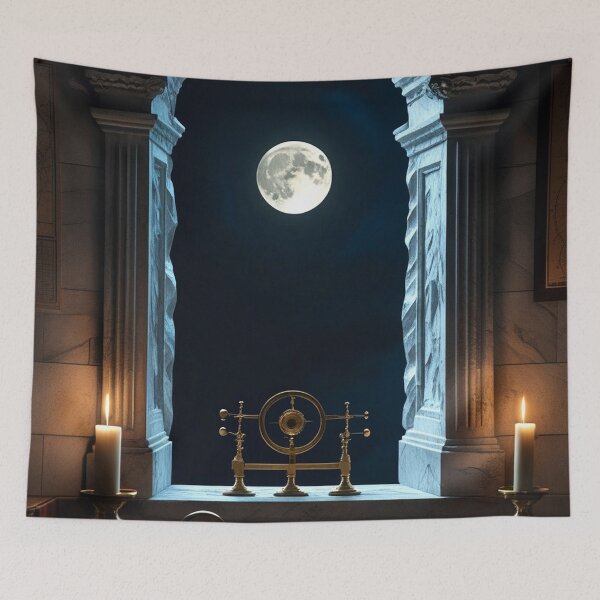Item preview, Crescent Moon Through Stone Window — Dark Academia Night Art designed and sold by semenol.