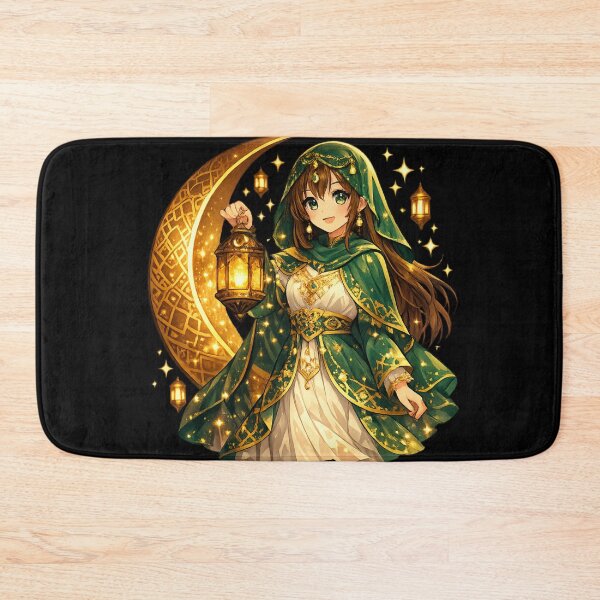 Item preview, Cute Anime Eid Girl with Lantern & Crescent Moon – Magical Ramadan Night Sticker designed and sold by CutePearlStudio.