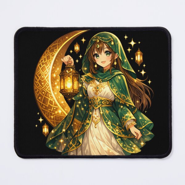 Item preview, Cute Anime Eid Girl with Lantern & Crescent Moon – Magical Ramadan Night Sticker designed and sold by CutePearlStudio.