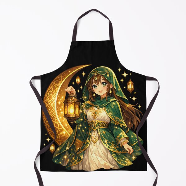 Item preview, Cute Anime Eid Girl with Lantern & Crescent Moon – Magical Ramadan Night Sticker designed and sold by CutePearlStudio.