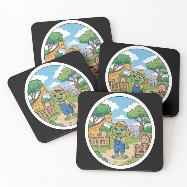 Item preview, Cute Frog Visiting the Zoo Cartoon With Cute Animal designed and sold by TeresaEngland.
