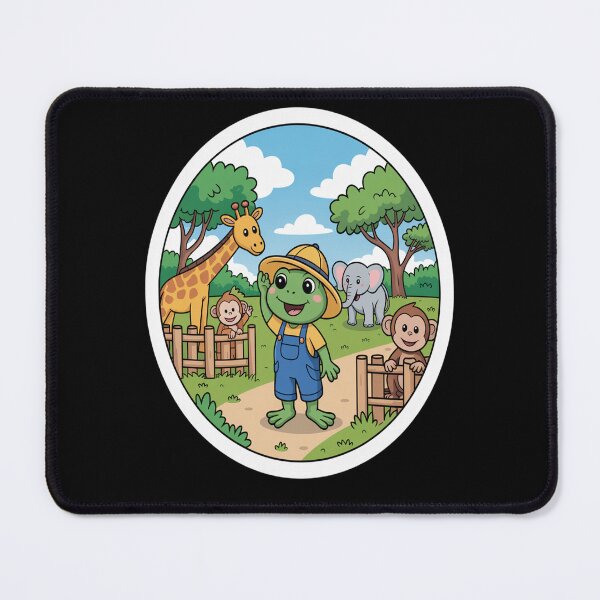 Item preview, Cute Frog Visiting the Zoo Cartoon With Cute Animal designed and sold by TeresaEngland.