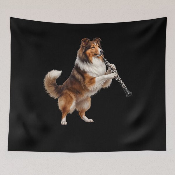 Item preview, Collie Playing Oboe Player Oboist Dog Lover designed and sold by DoodleTortle.