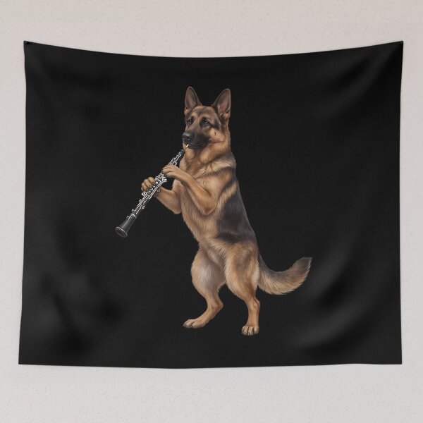 Item preview, German Shepherd Playing Oboe Player Oboist Dog Lover designed and sold by DoodleTortle.