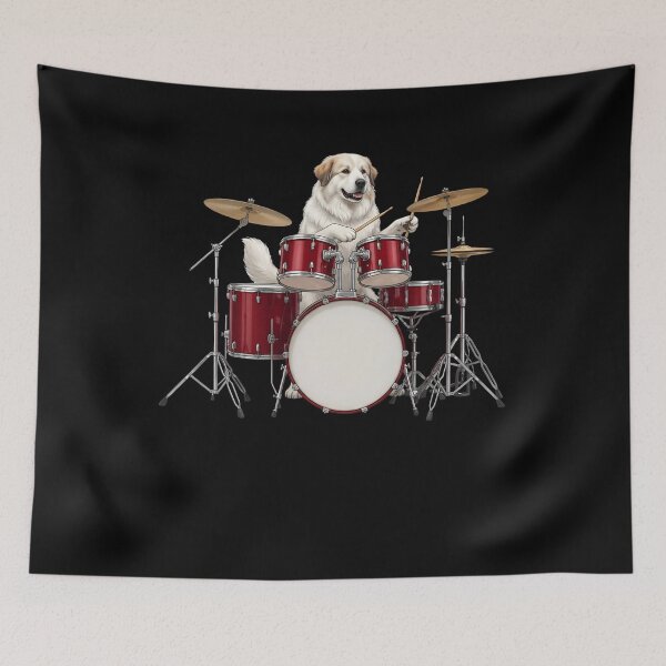 Item preview, Great Pyrenees Playing Drum Kit Drummer Dog Lover designed and sold by TerryConnells.