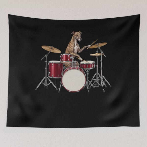 Item preview, Greyhound Playing Drum Kit Drummer Dog Lover designed and sold by TerryConnells.