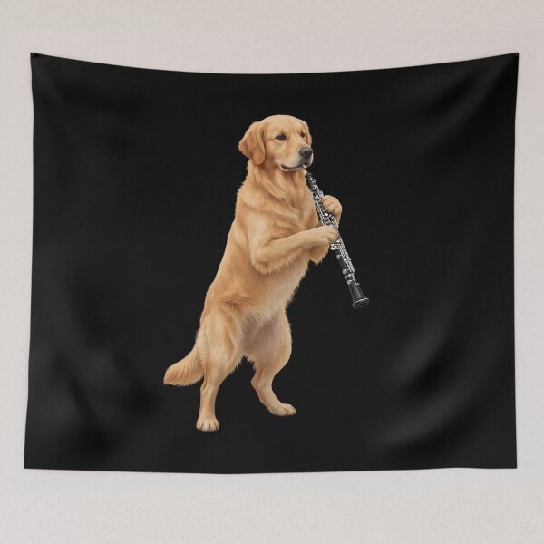 Item preview, Golden Retriever Playing Oboe Player Oboist Dog Lover designed and sold by DoodleTortle.