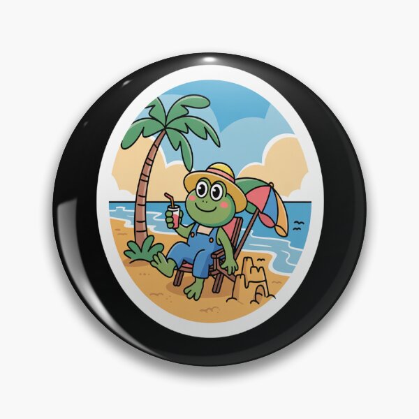 Item preview, Cute Frog Beach Day – Funny Frog Summer Cartoon designed and sold by TeresaEngland.