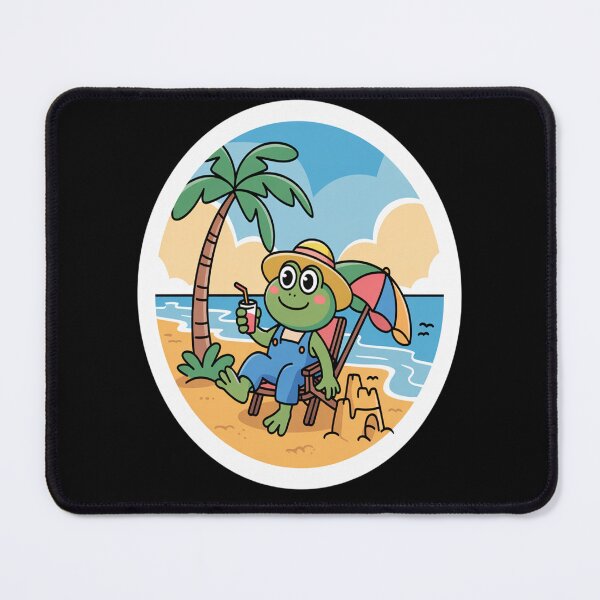 Item preview, Cute Frog Beach Day – Funny Frog Summer Cartoon designed and sold by TeresaEngland.