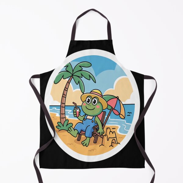 Item preview, Cute Frog Beach Day – Funny Frog Summer Cartoon designed and sold by TeresaEngland.