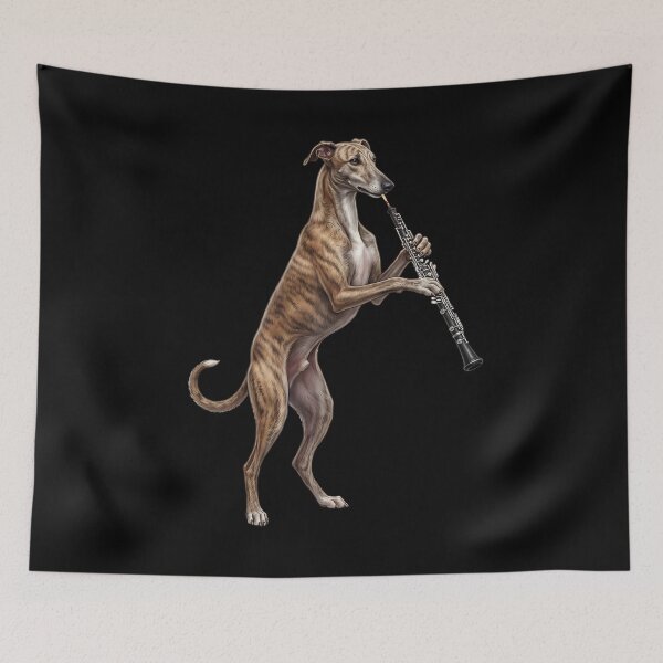 Item preview, Greyhound Playing Oboe Player Oboist Dog Lover designed and sold by DoodleTortle.