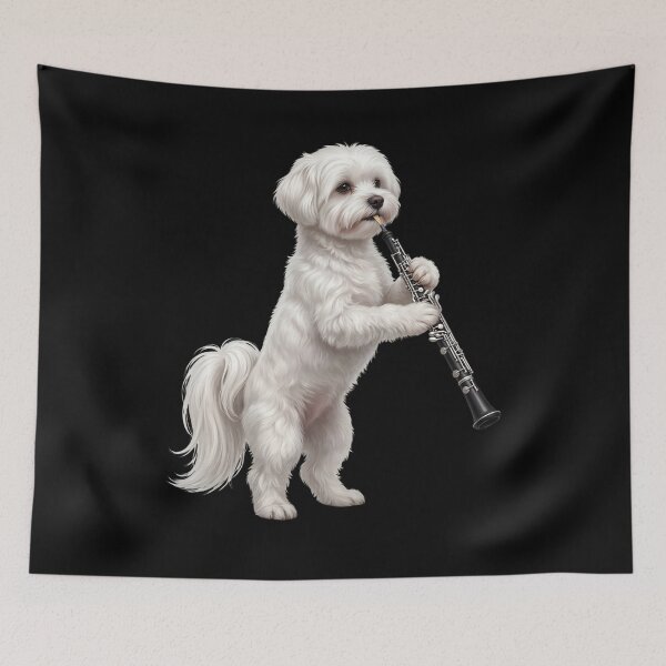 Item preview, Maltese Playing Oboe Player Oboist Dog Lover designed and sold by DoodleTortle.