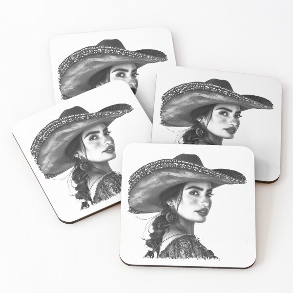 Item preview, Black and White Cowgirl Portrait Western Fashion Illustration designed and sold by inkoutninja.