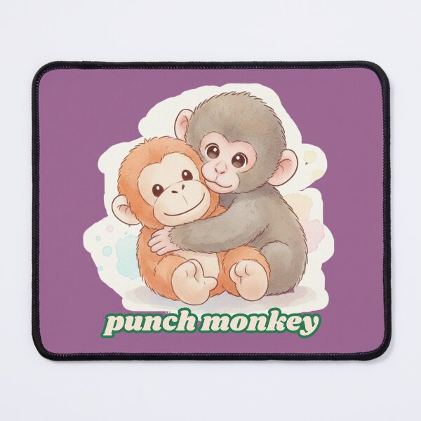 Item preview, Punch Monkey Cute Hugging Monkeys – Emotional Comfort Plush Toy Design, Kawaii Animal Art  designed and sold by CandyKissDgtl.