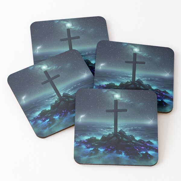 Item preview, Cross on Rocky Island in Space designed and sold by karybaquetu10.