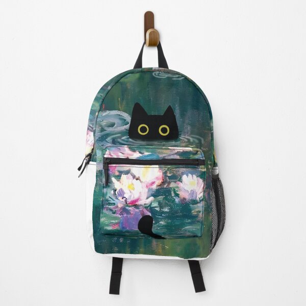 Item preview, cute cat in water lilies pond - monet waterlily cat designed and sold by PurrfectHome.
