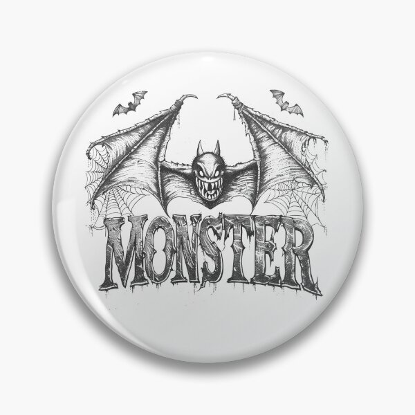 Item preview, Black and White Monster Bat Halloween Typography Graphic designed and sold by inkoutninja.