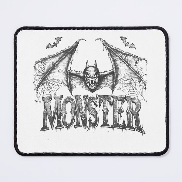 Item preview, Black and White Monster Bat Halloween Typography Graphic designed and sold by inkoutninja.