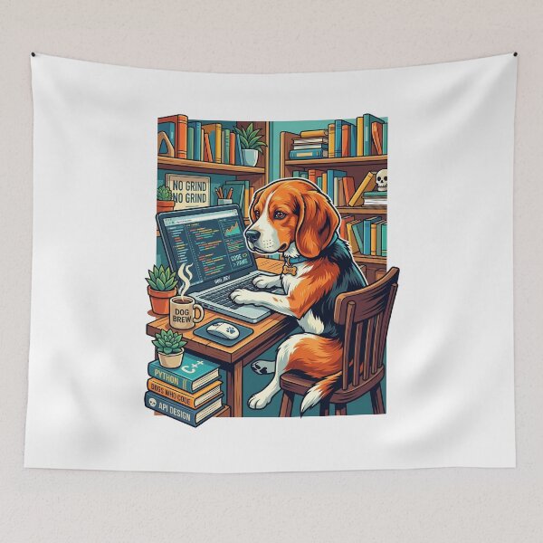 Item preview, Funny Working From Home Dog with Laptop designed and sold by Tong4130.