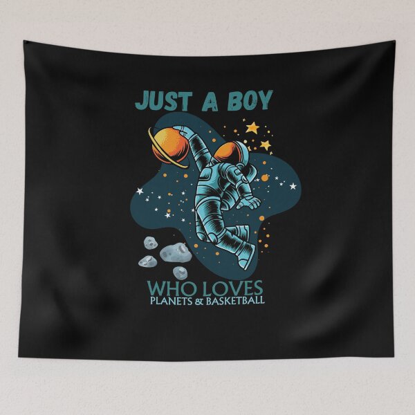 Item preview, Just a Boy Who Loves Planets and Basketball designed and sold by LuveraxArt.