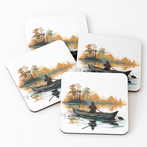 Item preview, Peaceful Canoe Lake Sunset Nature Illustration designed and sold by WanderingSky08.