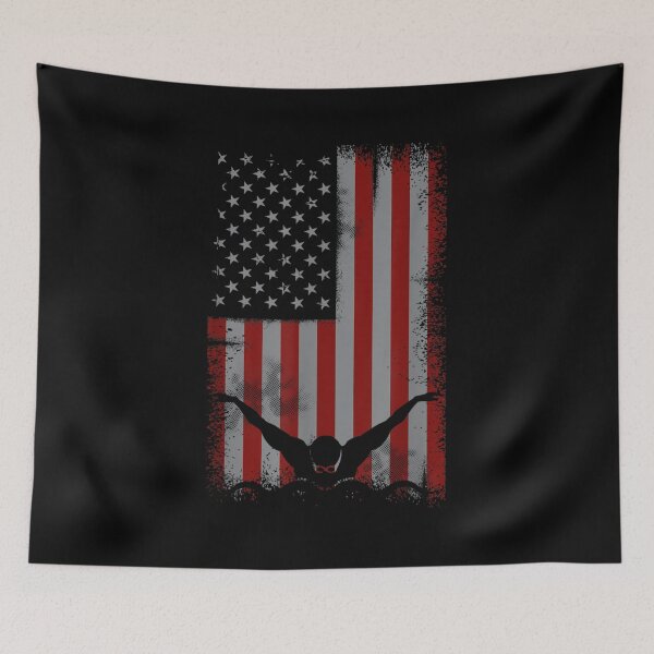 Item preview, Retro American Flag Swimming Gift for Swimmer Women Kids Men designed and sold by Cheesymatiion.