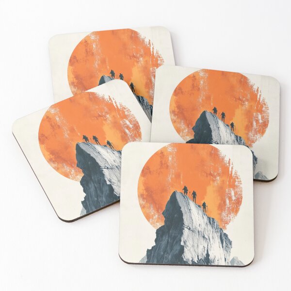 Item preview, Team of Hikers on Mountain Peak Sunset designed and sold by WanderingSky08.