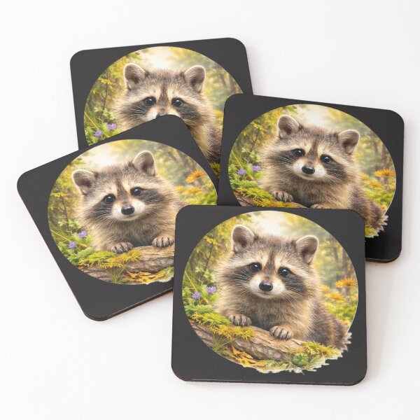 Item preview, Woodland Raccoon – Curious Night Explorer | Painterly Wildlife Portrait designed and sold by TheJoyfulPen.