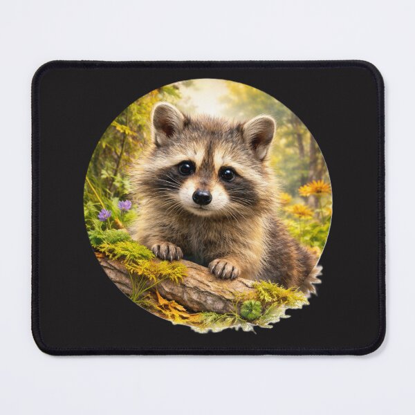 Item preview, Woodland Raccoon – Curious Night Explorer | Painterly Wildlife Portrait designed and sold by TheJoyfulPen.