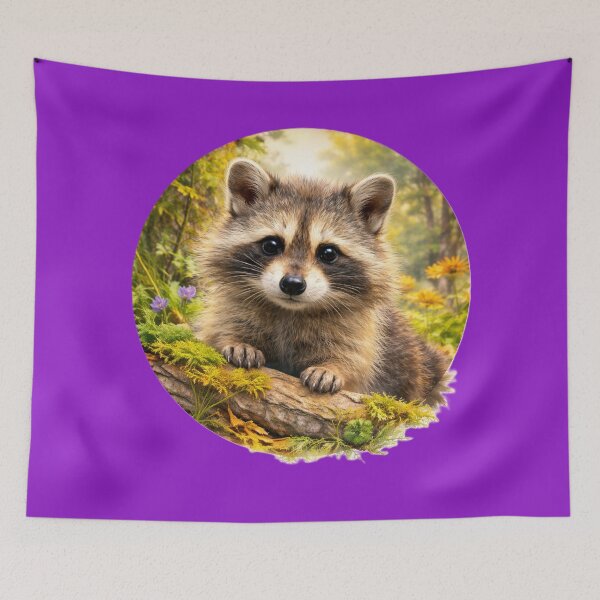 Item preview, Woodland Raccoon – Curious Night Explorer | Painterly Wildlife Portrait designed and sold by TheJoyfulPen.