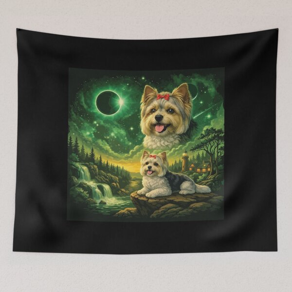 Item preview, Yorkshire Terrier Howling to The Moon Vintage 90s Retro Yorkie Dog designed and sold by BOUCHERIT amine.