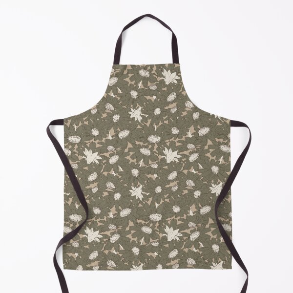 Item preview, Hand drawn Daisies in khaki on light sandstone designed and sold by SCdesignqld.