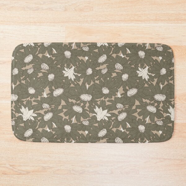 Item preview, Hand drawn Daisies in khaki on light sandstone designed and sold by SCdesignqld.