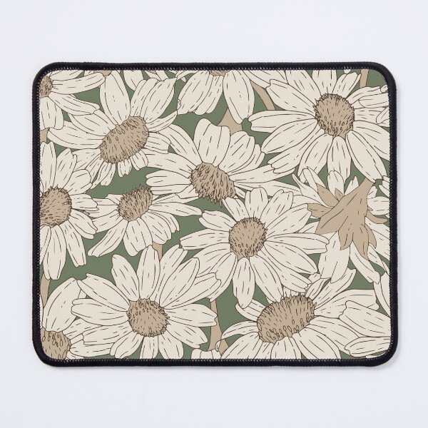 Item preview, Hand drawn Daisies in light sandstone on khaki designed and sold by SCdesignqld.