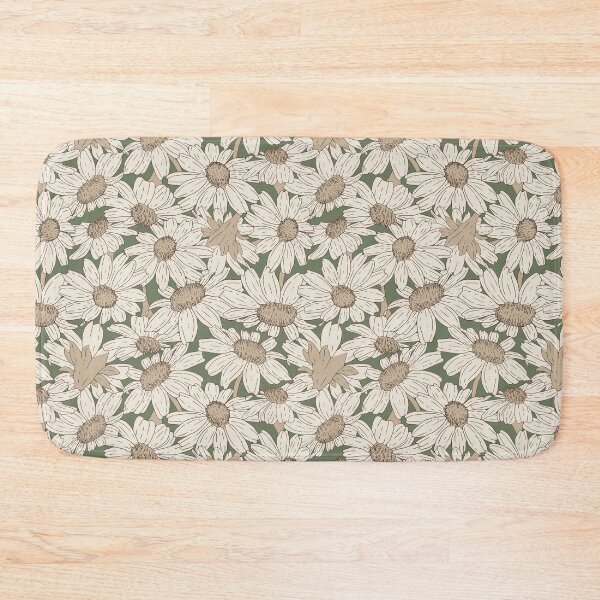 Item preview, Hand drawn Daisies in light sandstone on khaki designed and sold by SCdesignqld.