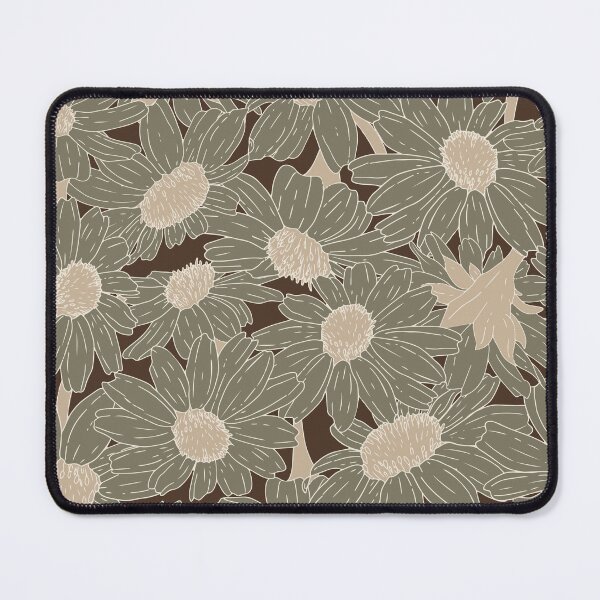 Item preview, Hand drawn Daisies in khaki on walnut brown designed and sold by SCdesignqld.
