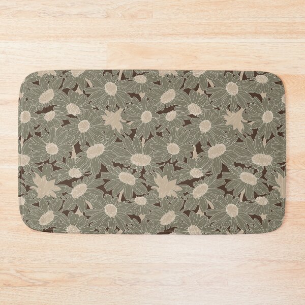 Item preview, Hand drawn Daisies in khaki on walnut brown designed and sold by SCdesignqld.