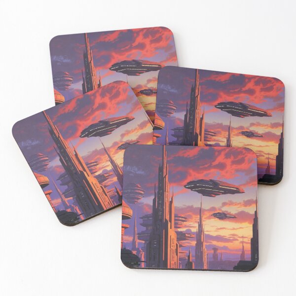 Item preview, Futuristic Sunset Skyline Glow designed and sold by CoquetteLunaCo.