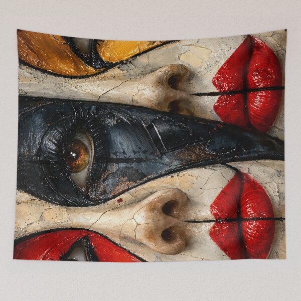 Item preview, Surreal Crimson Mask Collage Portrait designed and sold by Kaleidoscope Print.