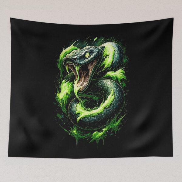 Item preview, Venomous Green Snake Attack - Dark Reptile Art designed and sold by PSYNOVA.