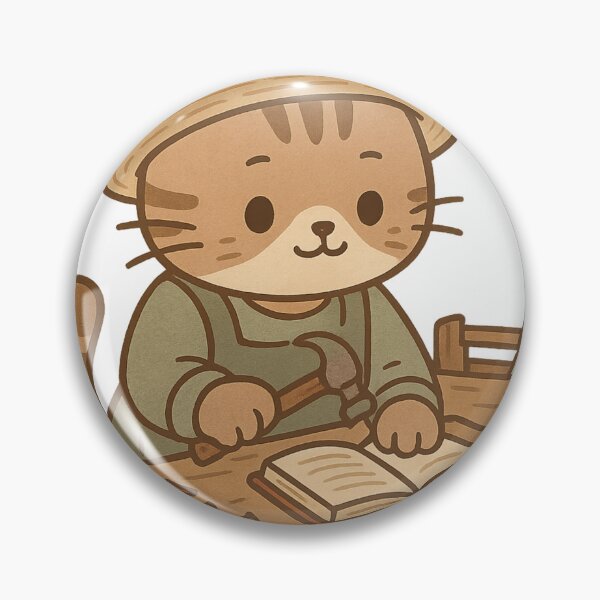 Item preview, Kawaii Carpenter Cat – Cute Workshop Art designed and sold by kimkosovo.