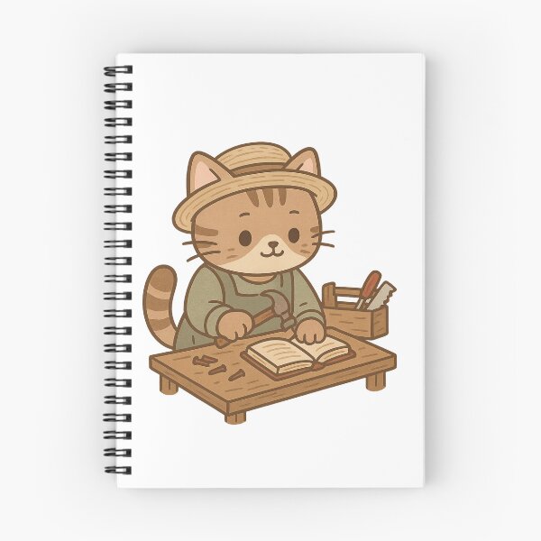 Item preview, Kawaii Carpenter Cat – Cute Workshop Art designed and sold by kimkosovo.